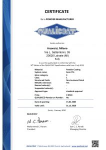 Certificati Qualicoat per poliesteri Arsonsisi serie Y51